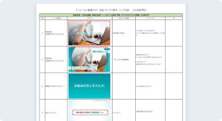指定の絵コンテに必要な情報を入れる